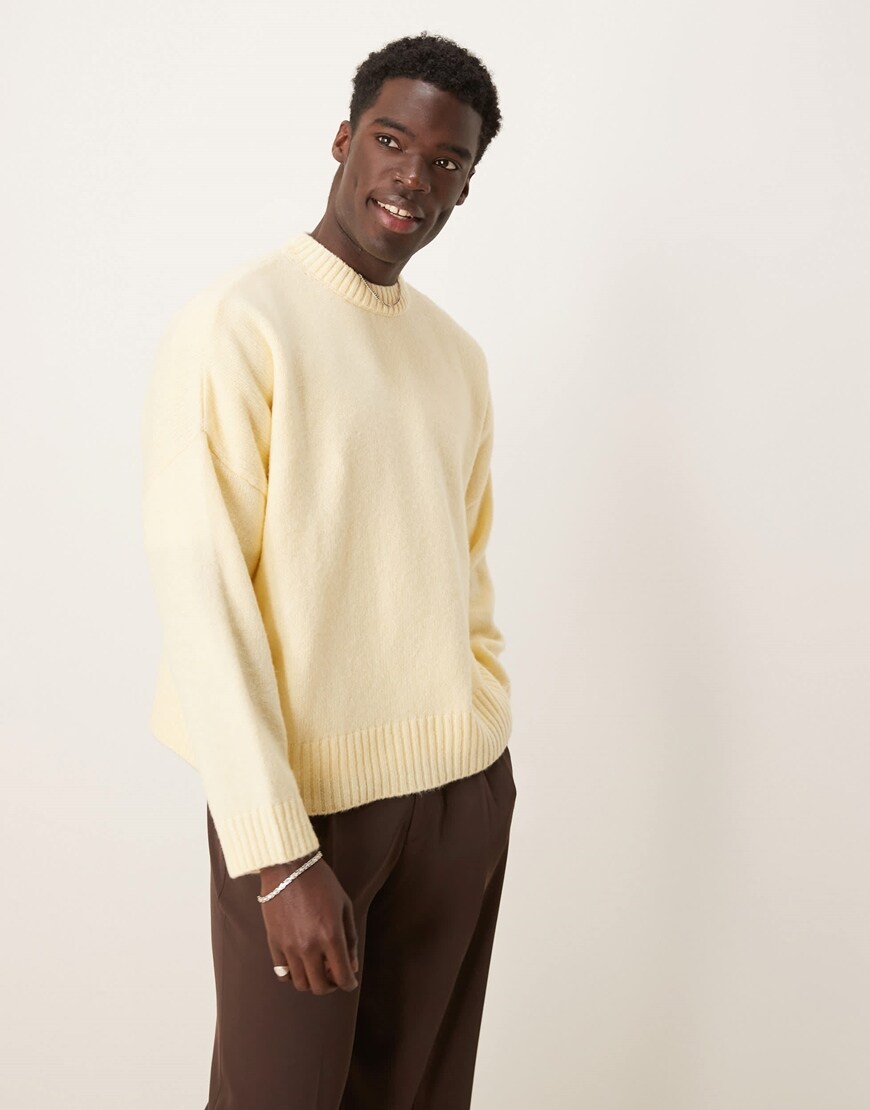 A model wearing a yellow jumper