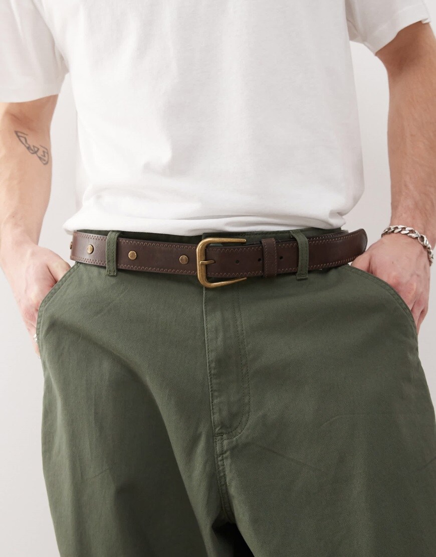 Brown belt with gold hardware