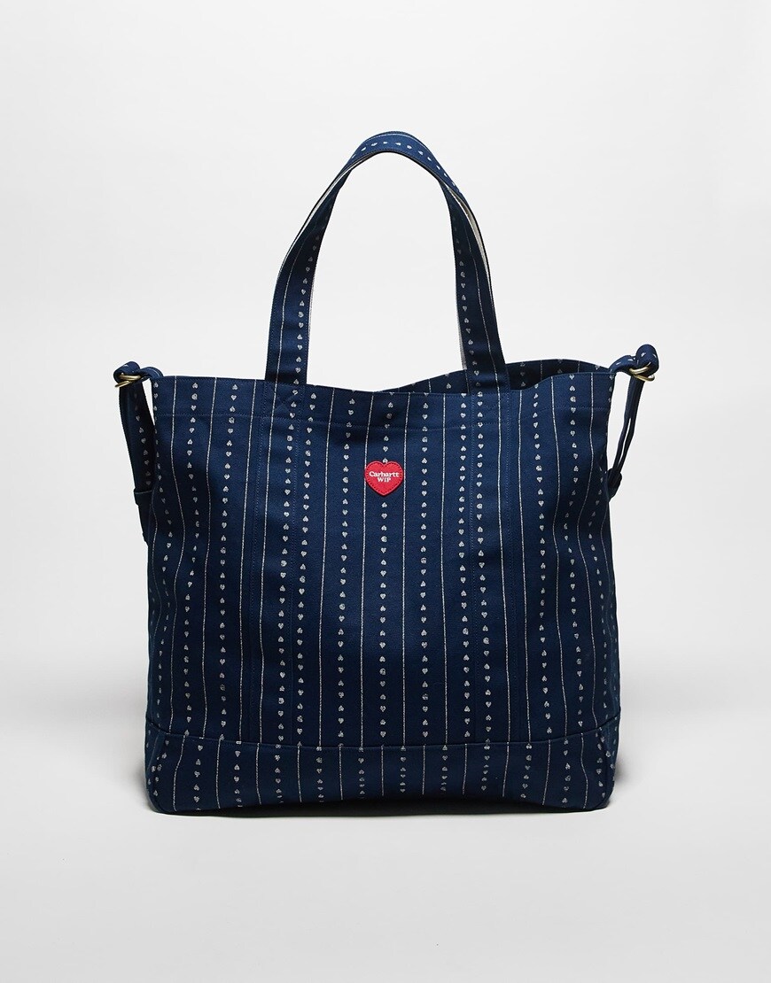 Navy striped tote bag
