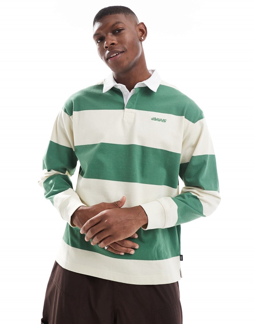 White and green striped rugby shirt