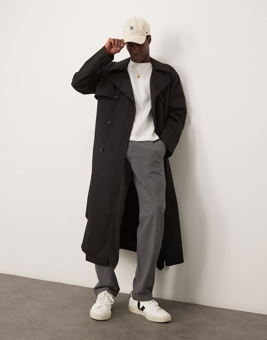 ASOS DESIGN oversized trench coat in black | ASOS Style Feed