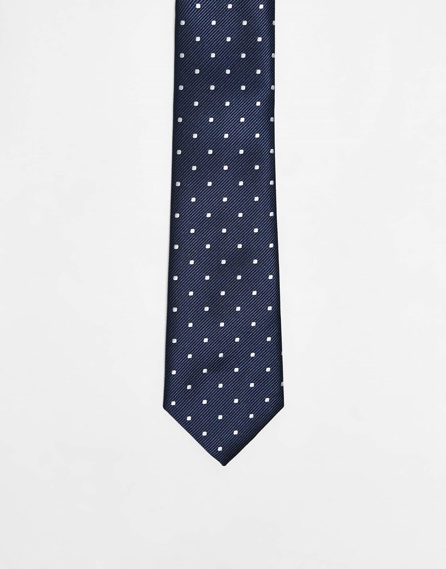 French Connection polka dot tie in navy and white | ASOS Style Feed