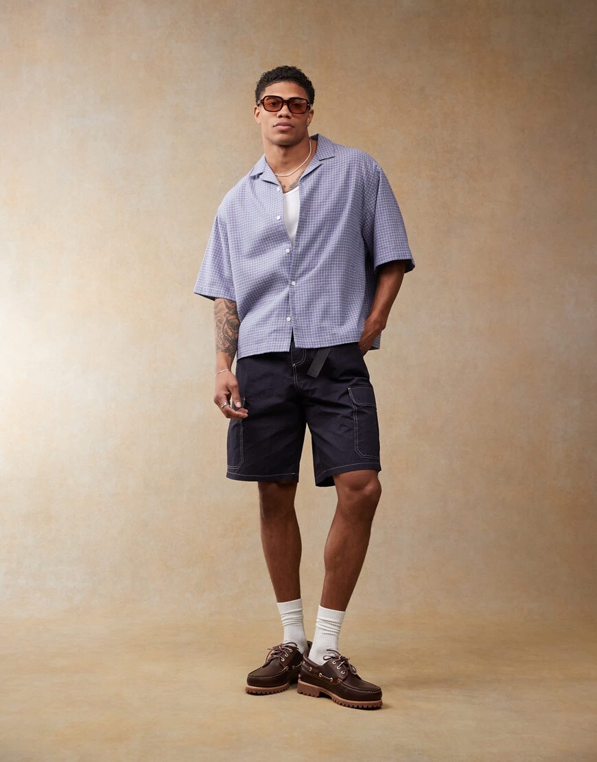 ASOS DESIGN boxy oversized shirt in blue check | ASOS Style Feed