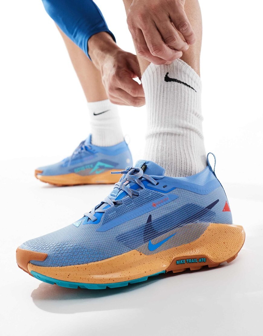 Nike Running Pegasus Trail 5 Gore-Tex sneakers in light blue and orange