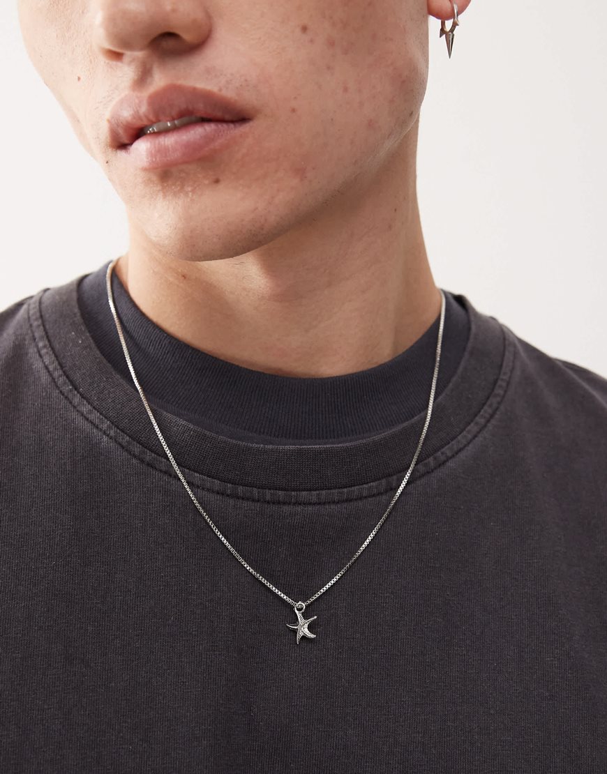 Faded Future box chain necklace with starfish pendant in silver