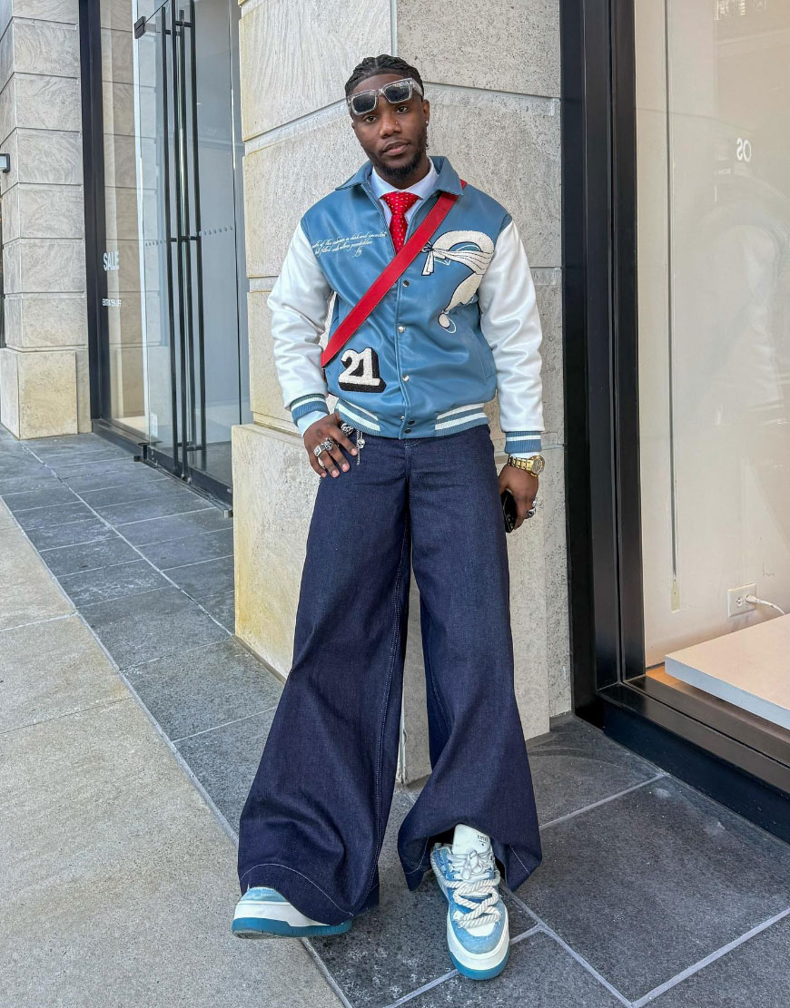 Man wearing blue jacket and jeans | ASOS Style Feed