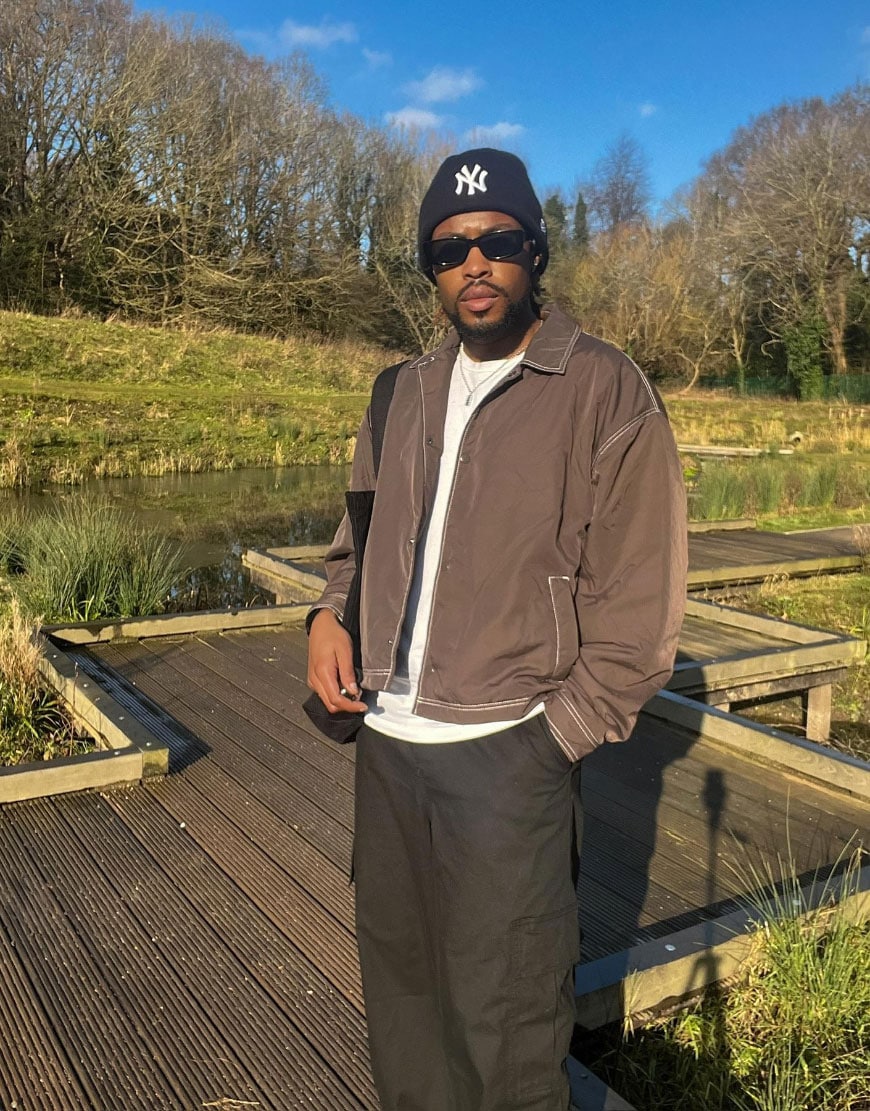 Man wearing brown jacket and trousers | ASOS Style Feed