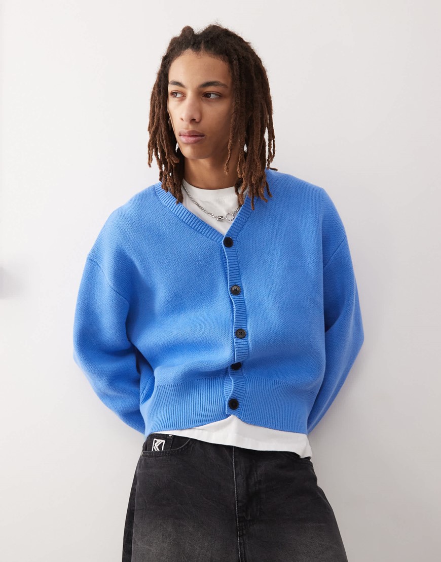 Weekday Konrad oversized boxy fit cardigan in blue | ASOS Style Feed