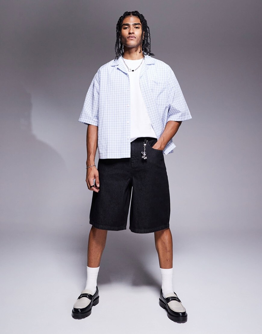 ASOS DESIGN long length jorts in black | ASOS Style Feed