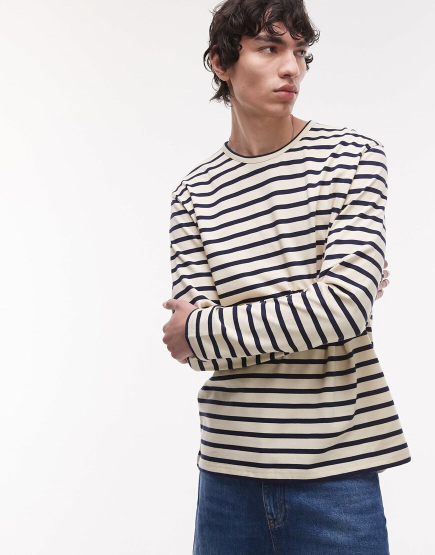 ARKET long sleeve t-shirt in blue and white stripes | ASOS Style Feed