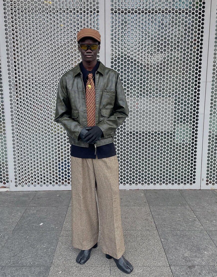 Man wearing leather jacket and tie | ASOS Style Feed