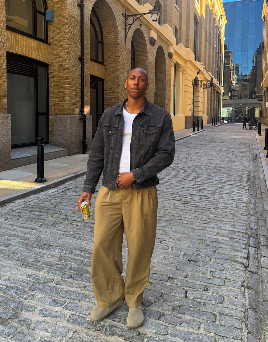 Man wearing denim jacket and birkenstocks | ASOS Style Feed