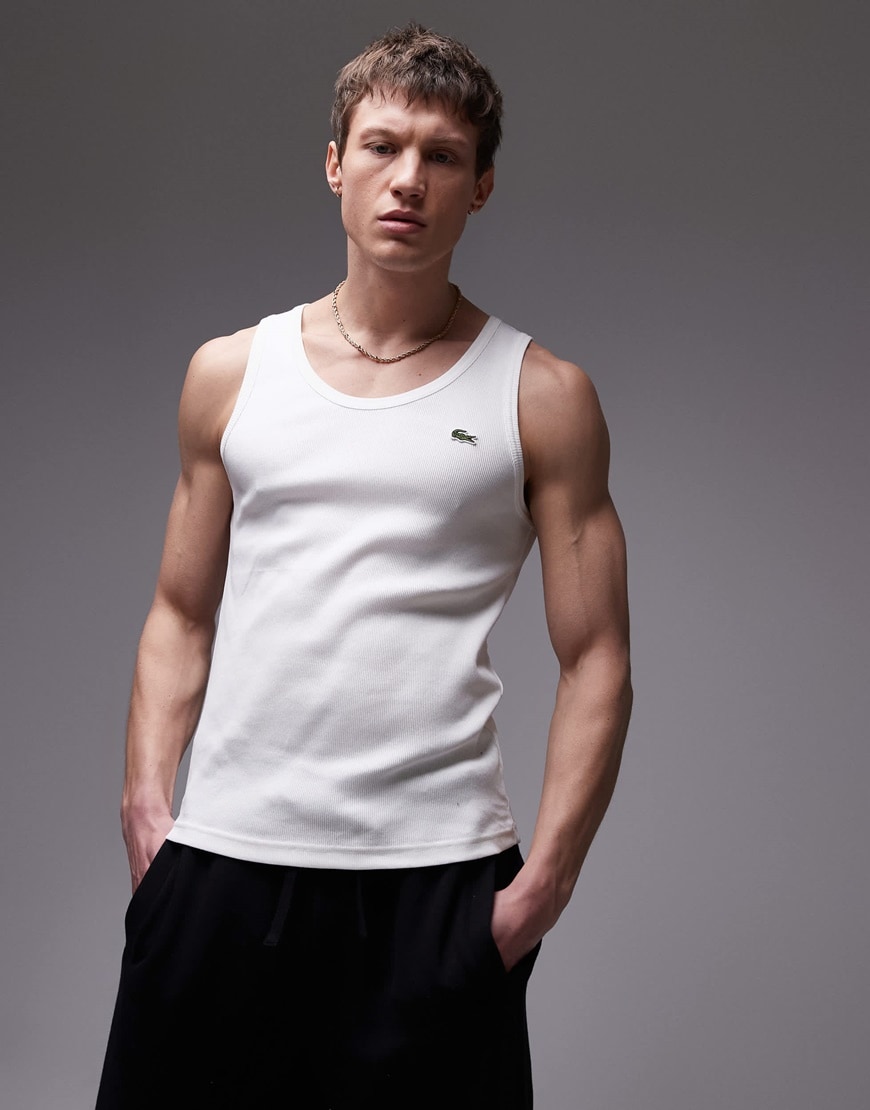 Lacoste ribbed vest in off white | ASOS Style Feed