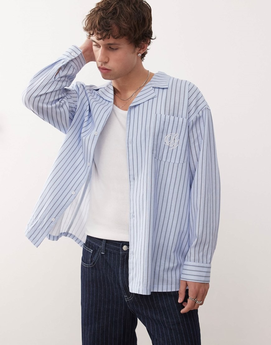 Reclaimed Vintage long sleeve blue pinstripe shirt | ASOS Style Feed