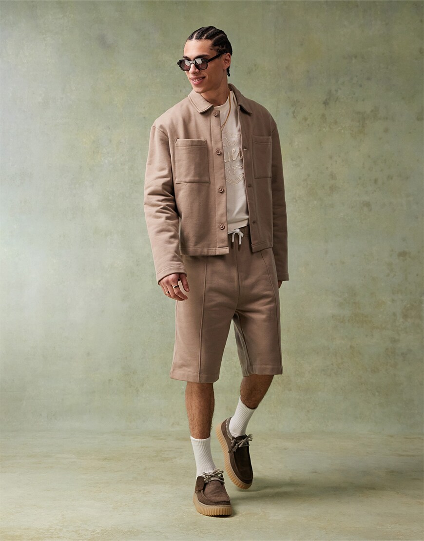 Man wearing a tan co-ord