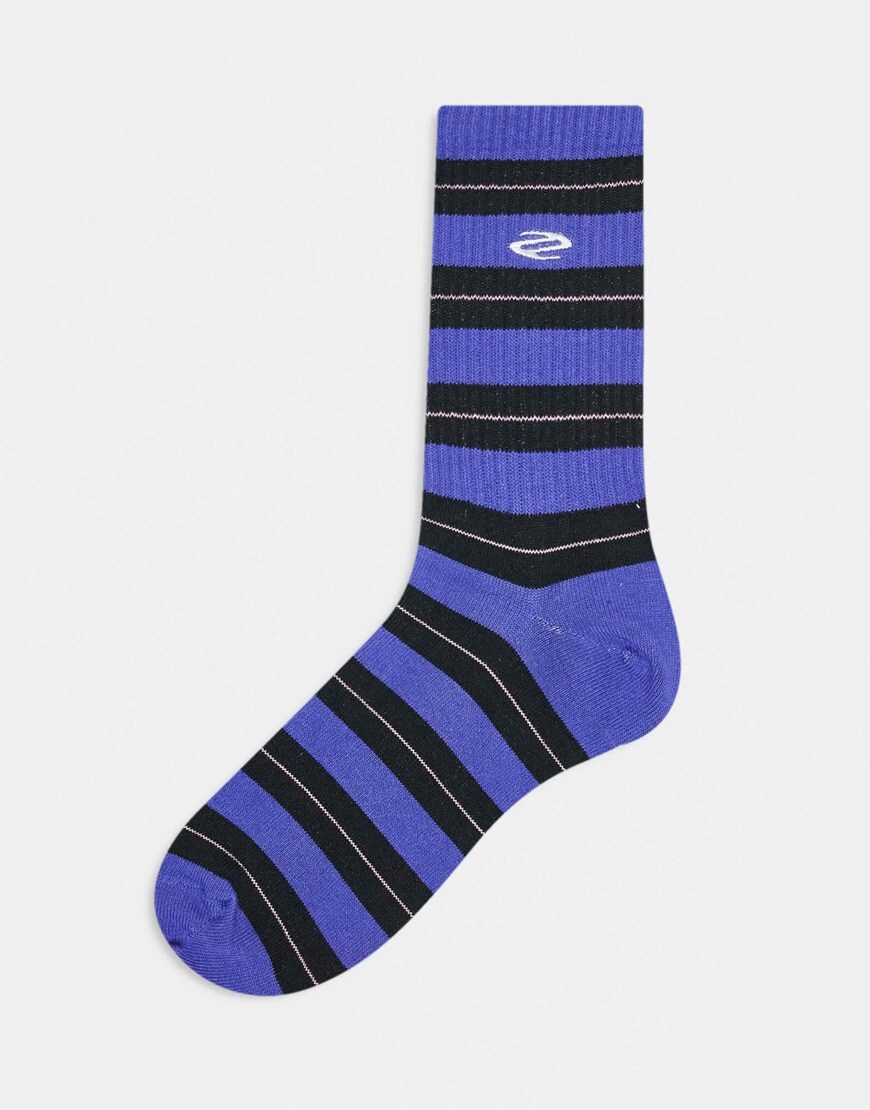 A blue striped sock