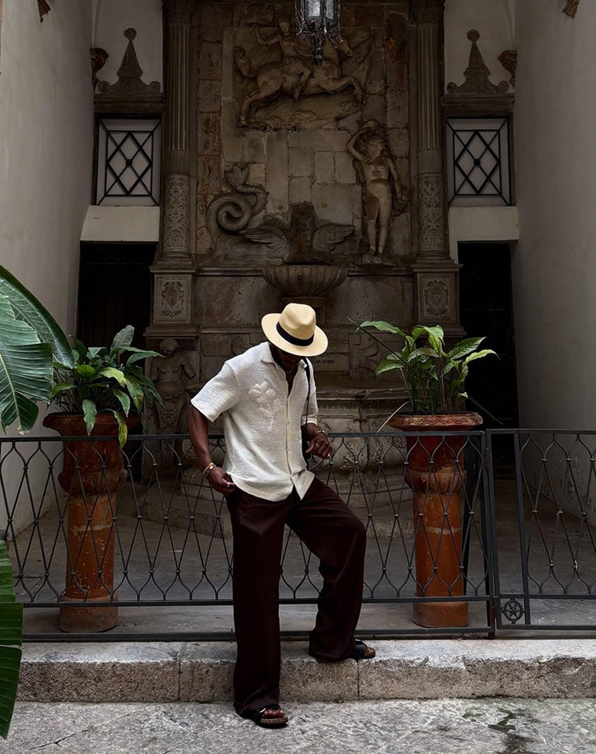 Man wearing linen shirt and straw hat | ASOS Style Feed