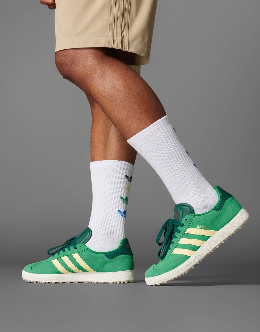 adidas Originals Gazelle spikeless golf shoes in green | ASOS Style Feed