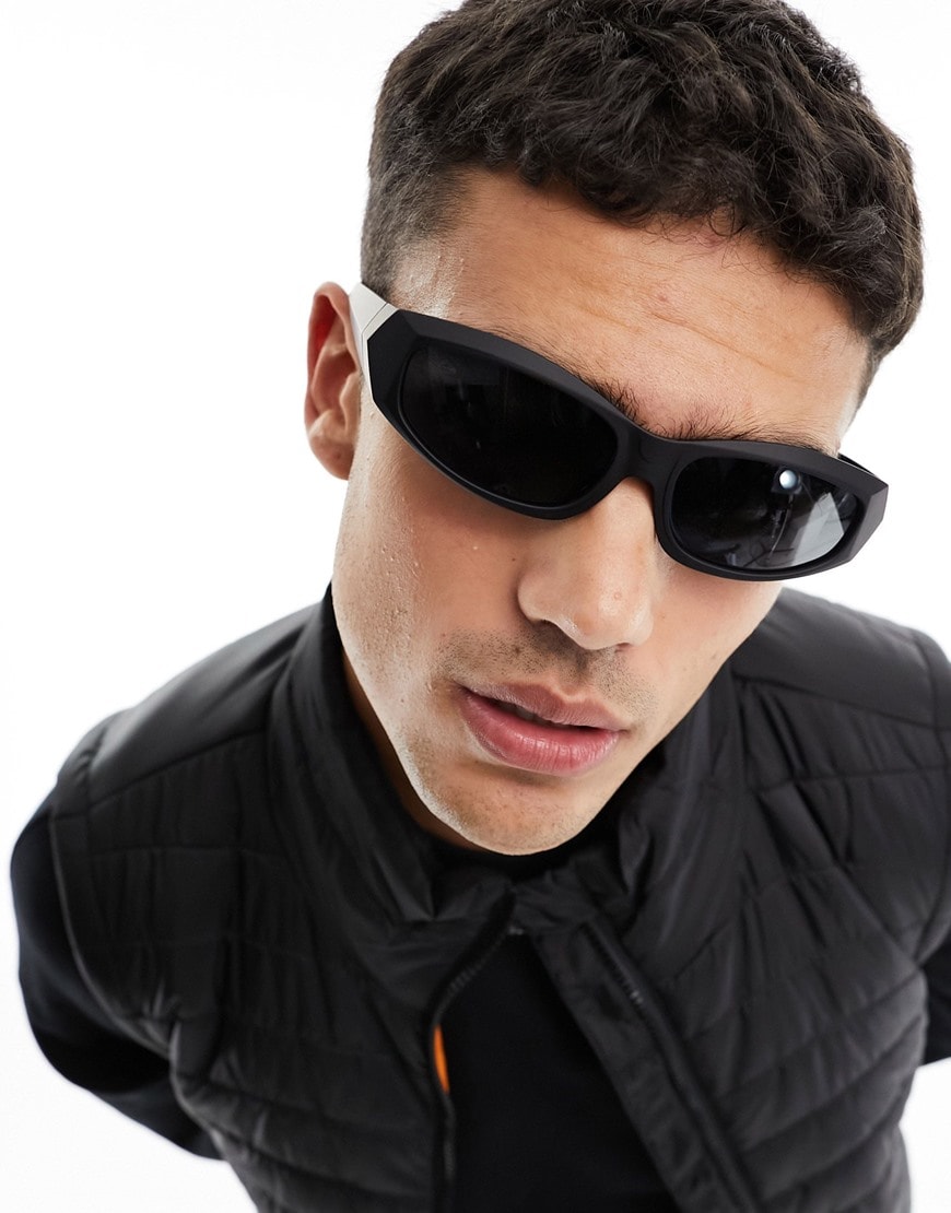 ASOS DESIGN wrap around racer sunglasses in matte black | ASOS Style Feed