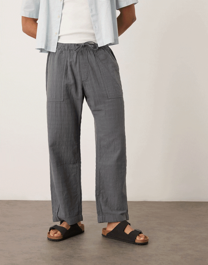 Gif of models wearing different trousers