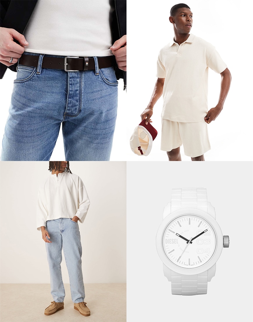 Collage of male models wearing misc clothes