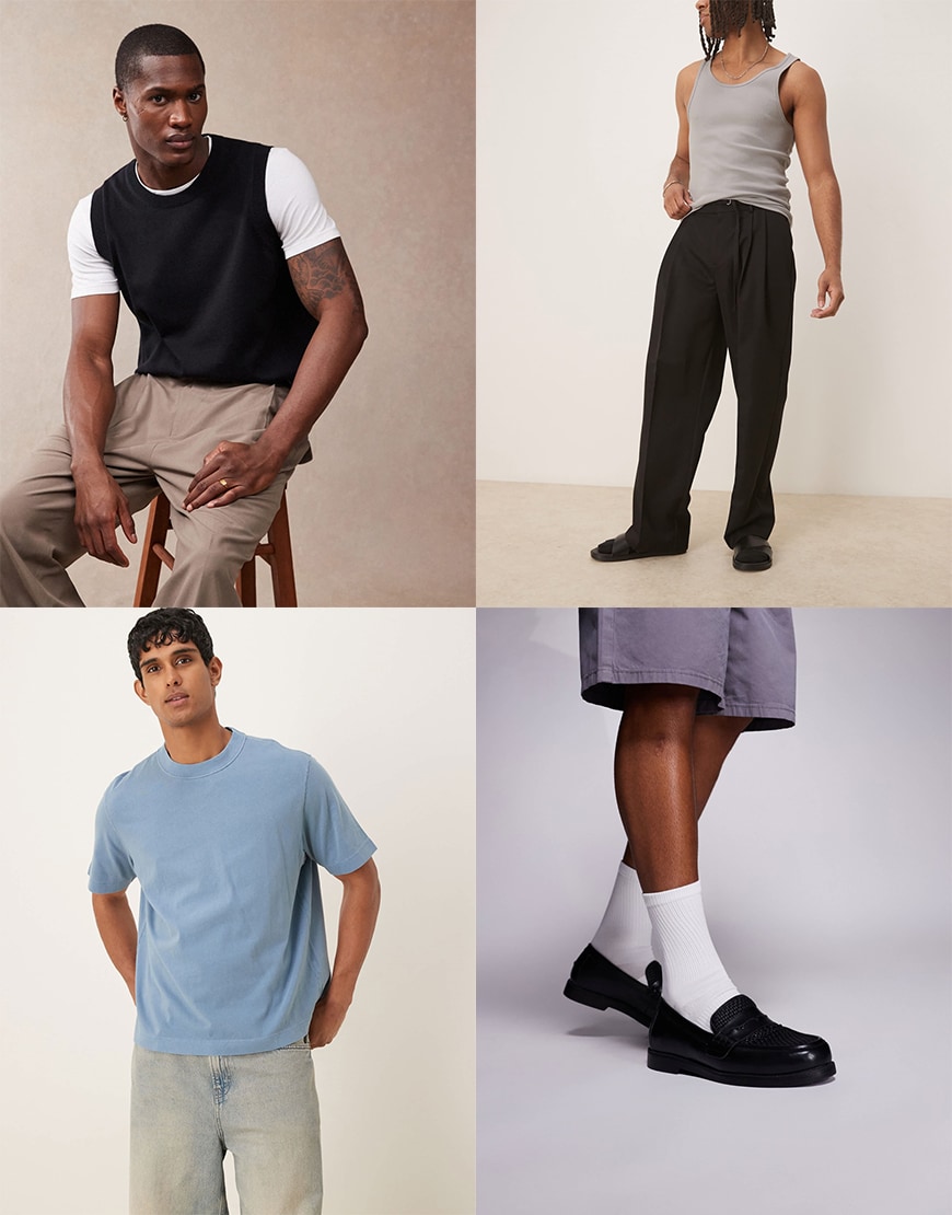 Collage of male models wearing misc clothes