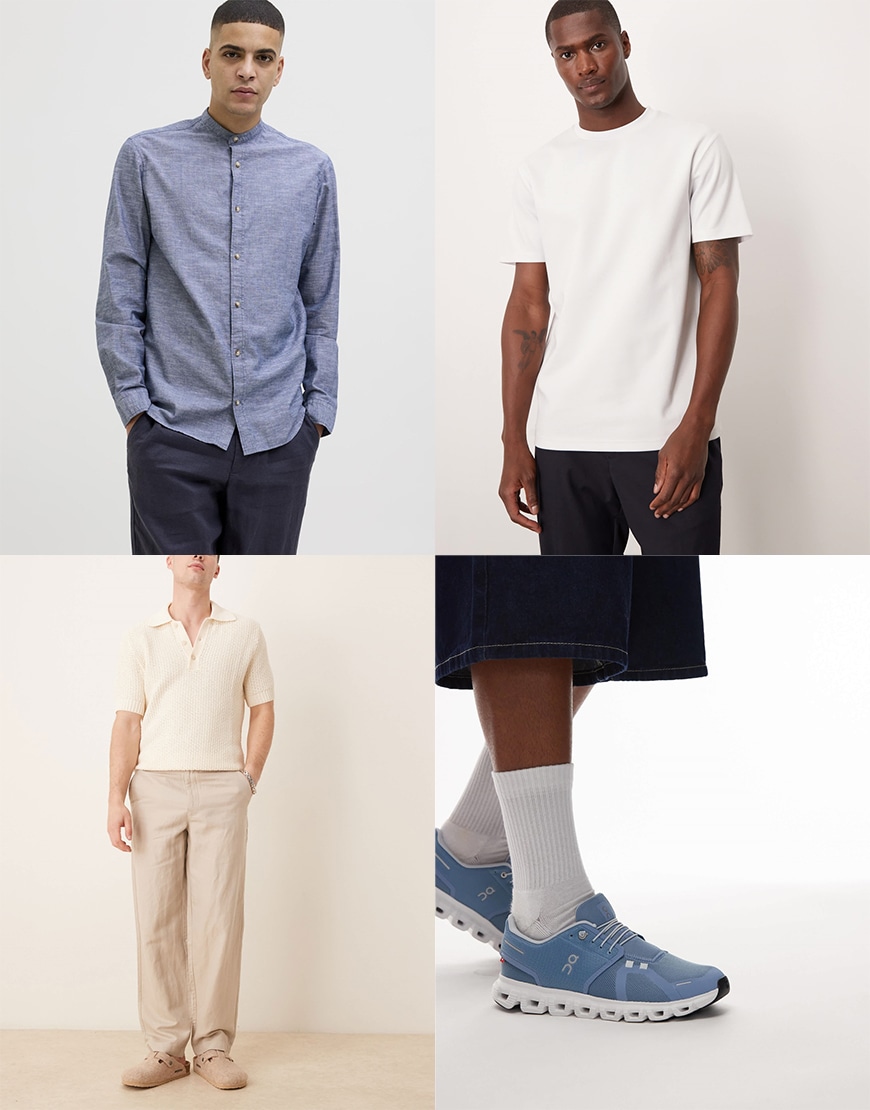 Collage of male models wearing misc clothes