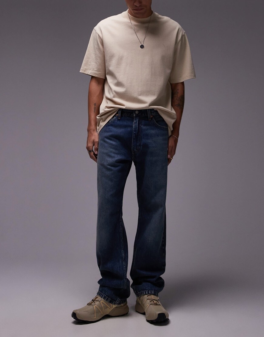 Levi's 555 relaxed straight fit lightweight jeans in dark wash