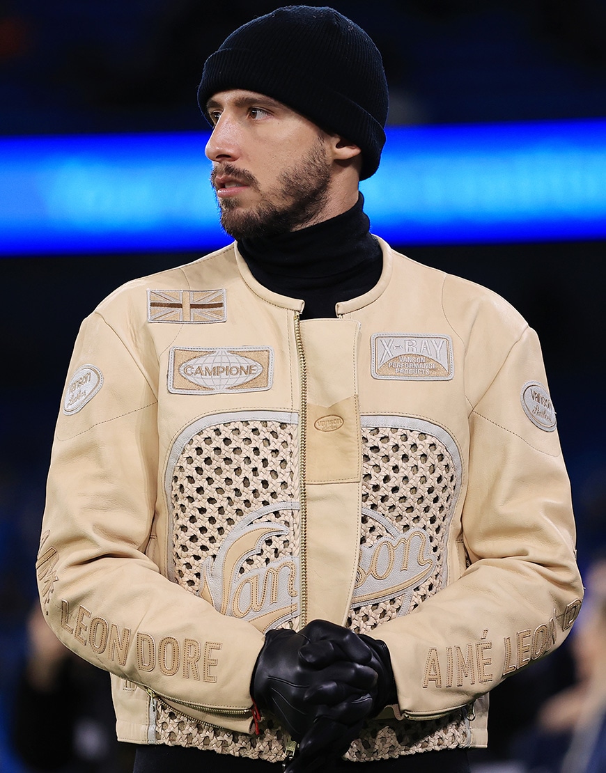 Ruben Dias wearing moto jacket