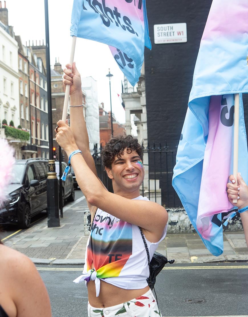 Valerio in t-shirt and shorts at London Pride 2025 | ASOS Style Feed