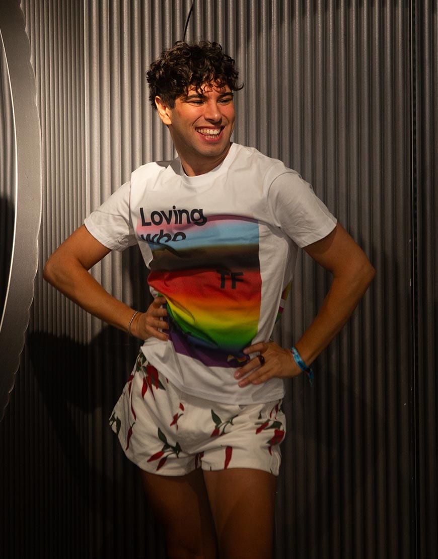 Valerio in t-shirt and shorts at London Pride 2025 | ASOS Style Feed