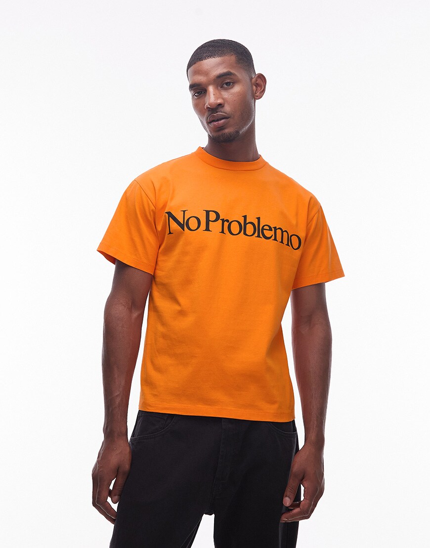 No Problemo logo t-shirt in orange | ASOS Style Feed