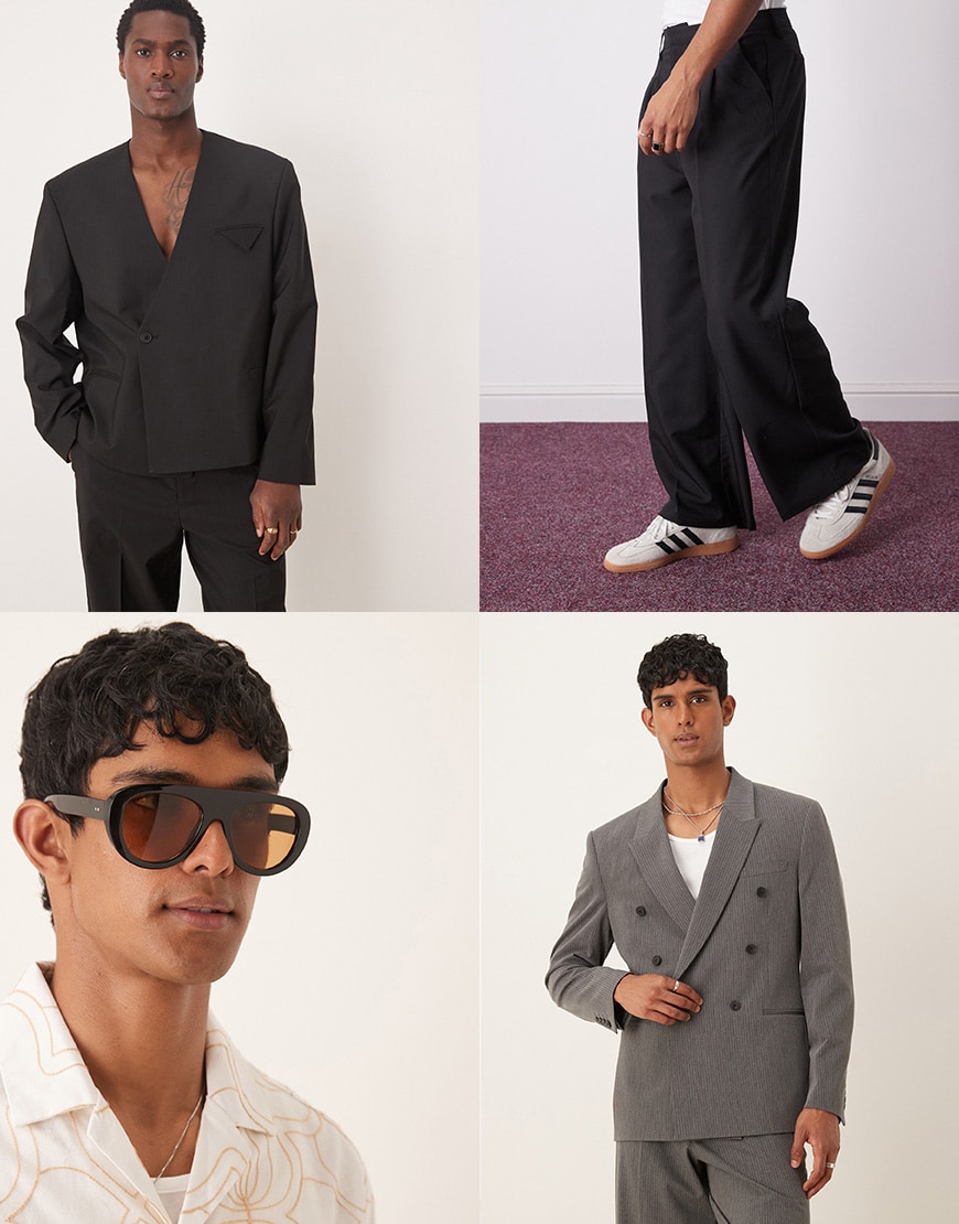 Collage of men wearing ASOS tailoring | ASOS Style Feed