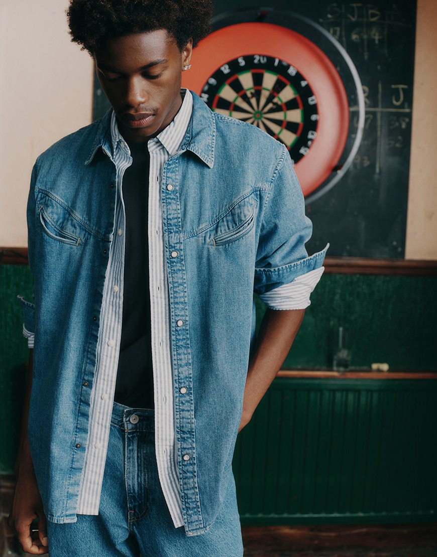 Man wearing Levi's double denim baggy jeans | ASOS Style Feed