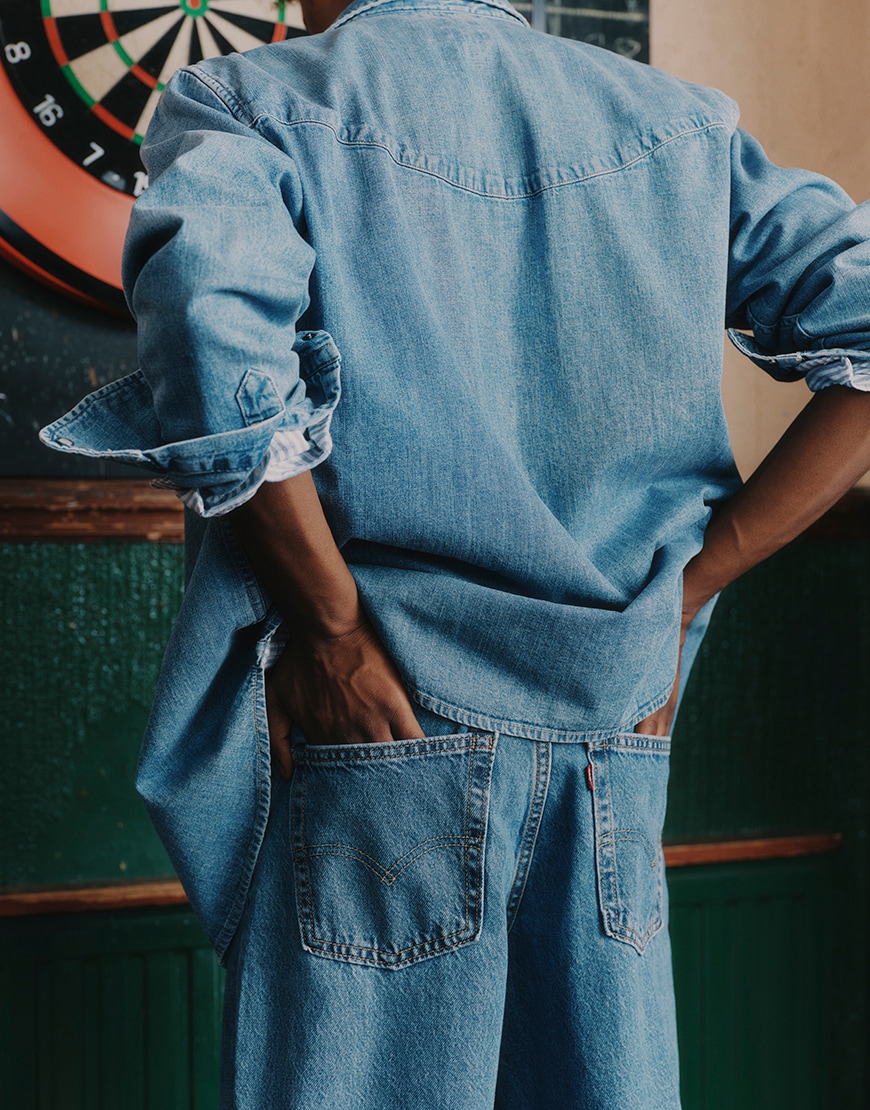 Man wearing Levi's double denim baggy jeans | ASOS Style Feed