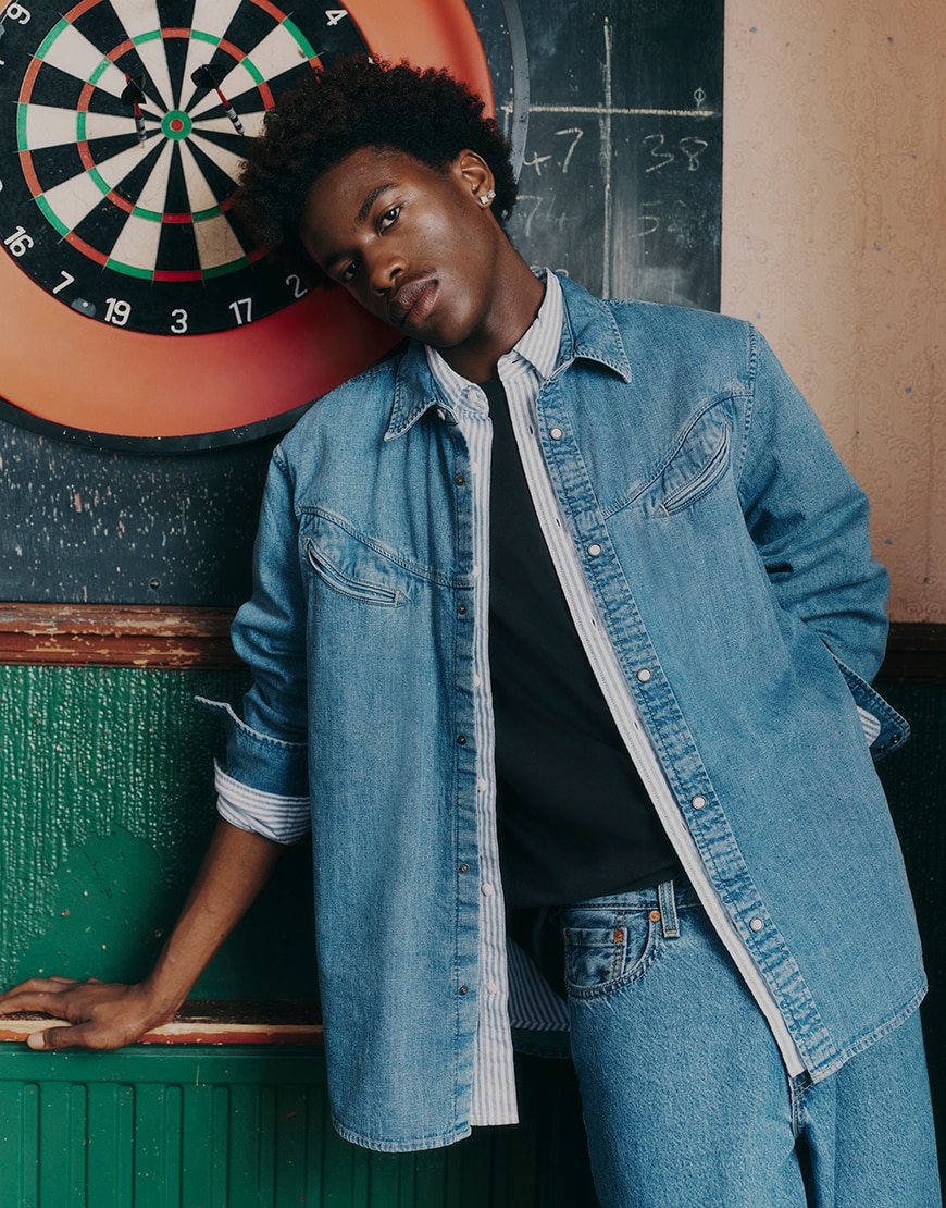 Man wearing Levi's double denim baggy jeans | ASOS Style Feed