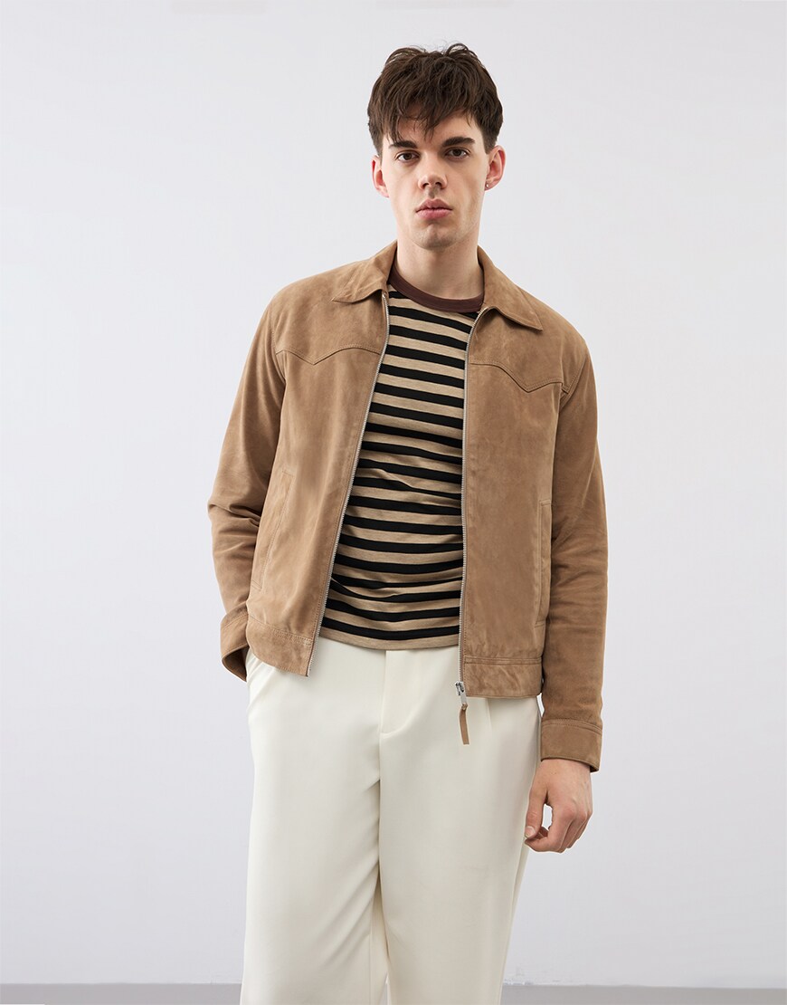Bolongaro Trevor real suede theo jacket in brown| ASOS Style Feed