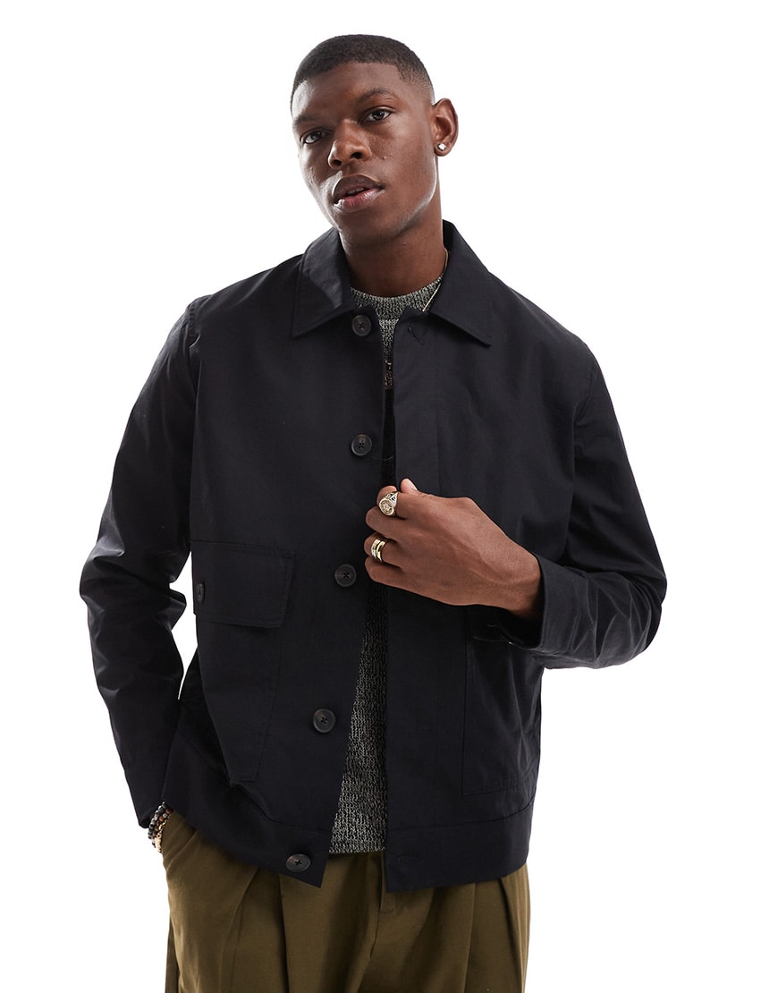 River Island smart chore jacket in navy | ASOS Style Feed