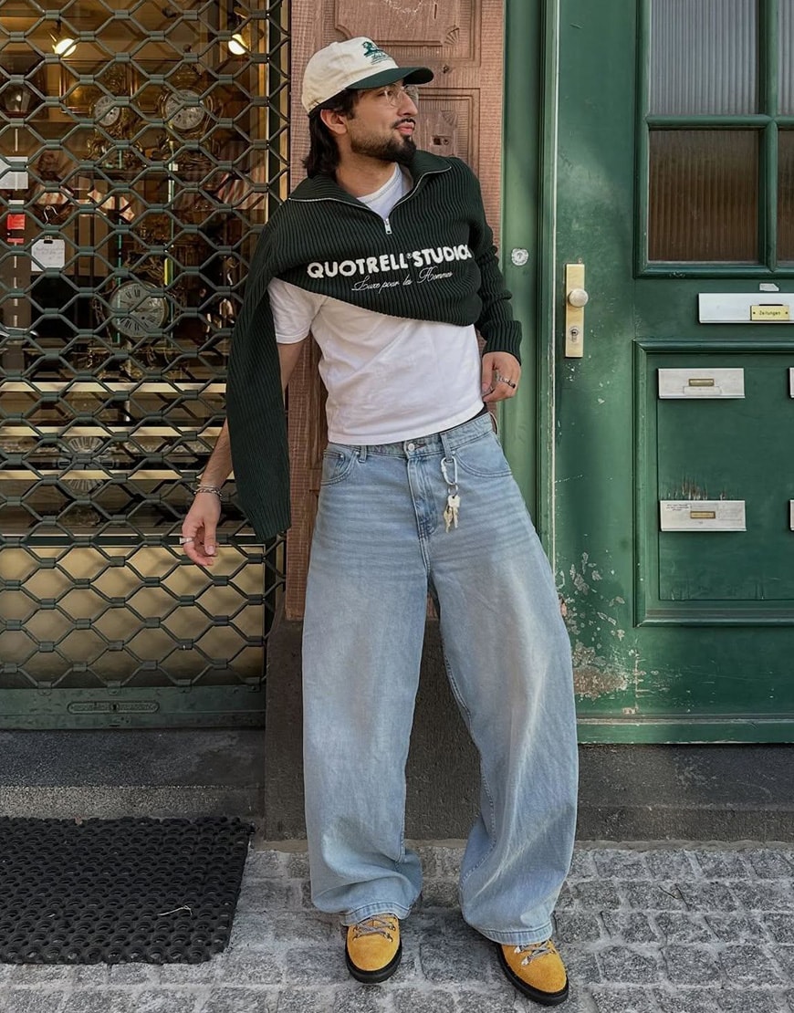 Man wearing balloon-style jeans outfit | ASOS Style Feed