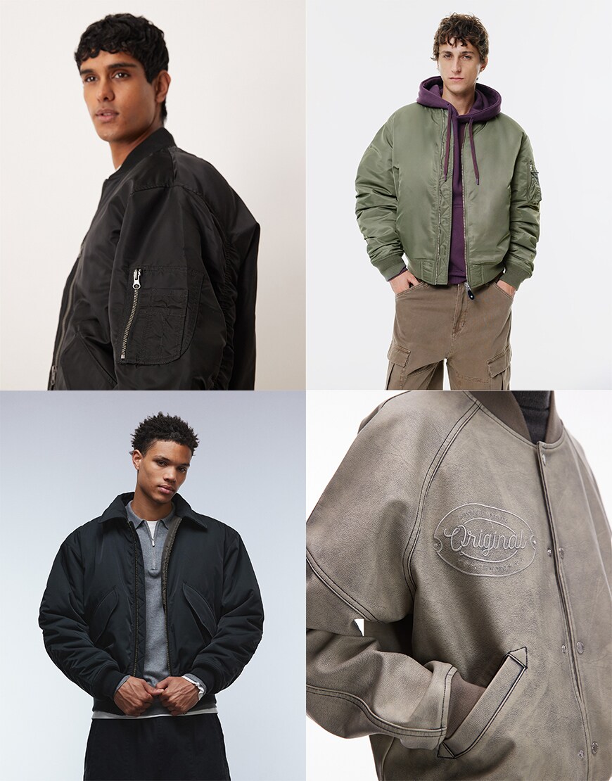 Collage of ASOS bomber jackets