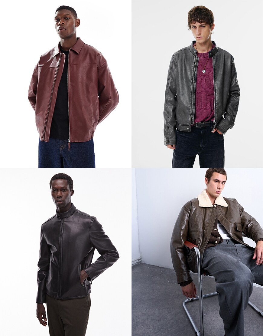 Collage of ASOS leather-look jackets