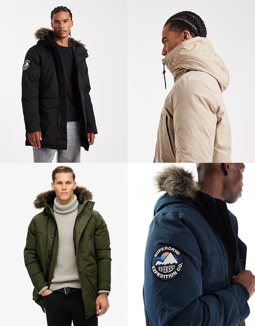 Collage of ASOS parkas
