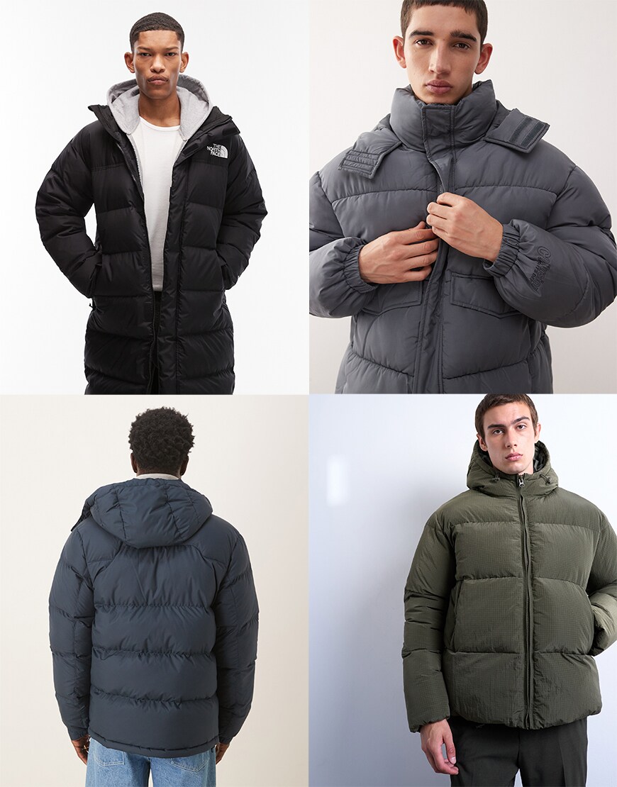 Collage of ASOS puffer jackets