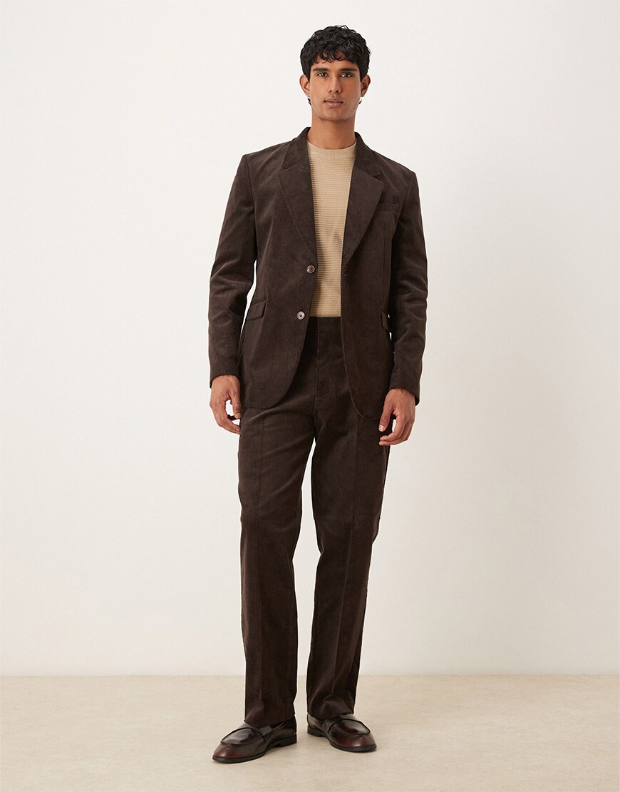 Model wearing brown suit | ASOS Style Feed