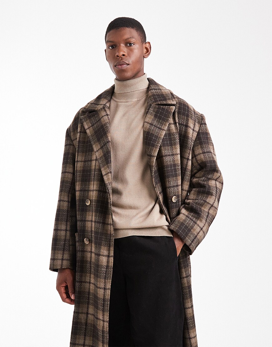 Man wearing a check wool coat