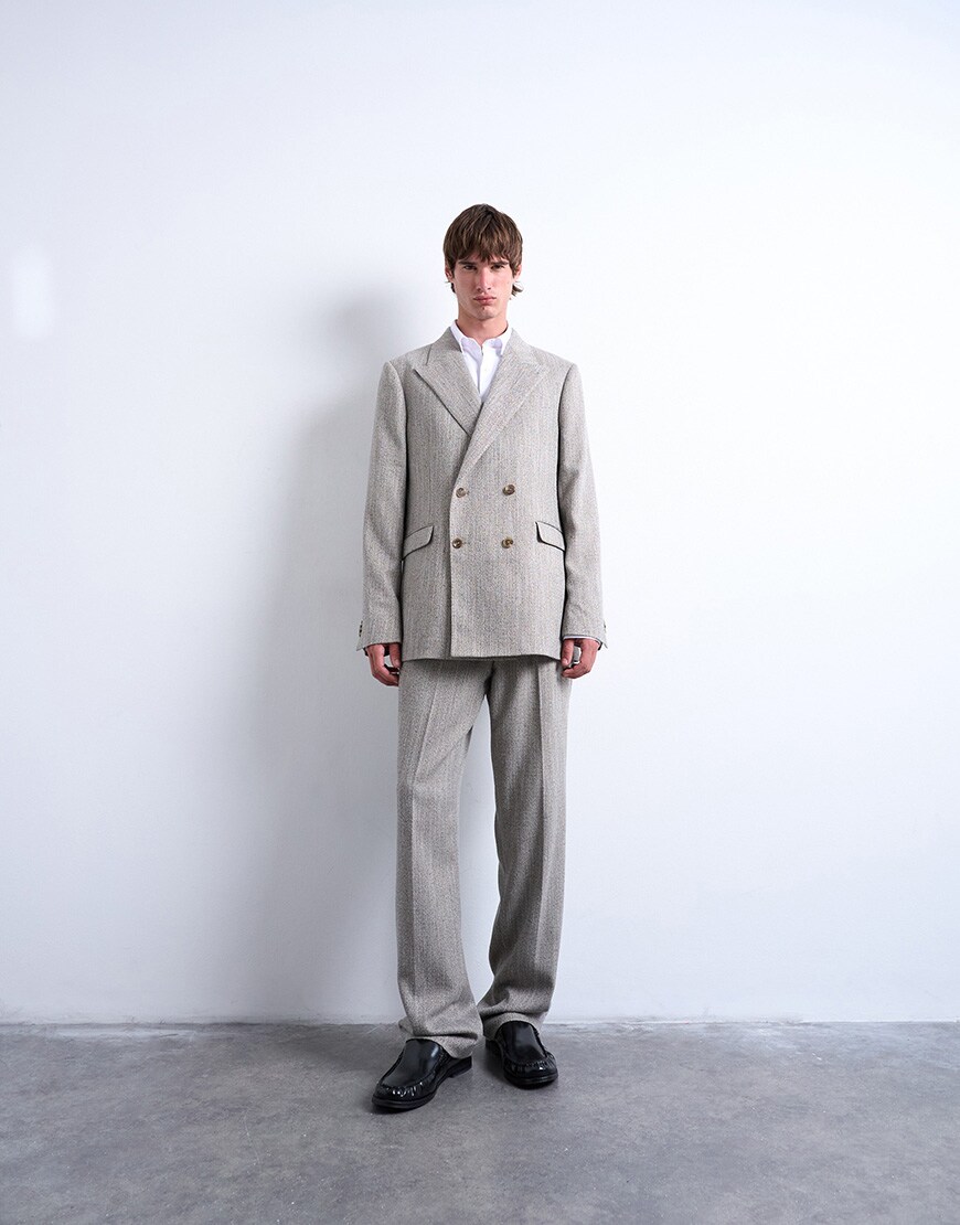 Topman herringbone suit in stone | ASOS Style Feed