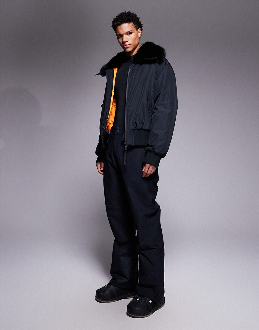 The ultimate men's ski jacket: ASOS 4505 Ski bomber jacket with faux fur collar in black | ASOS Style Feed