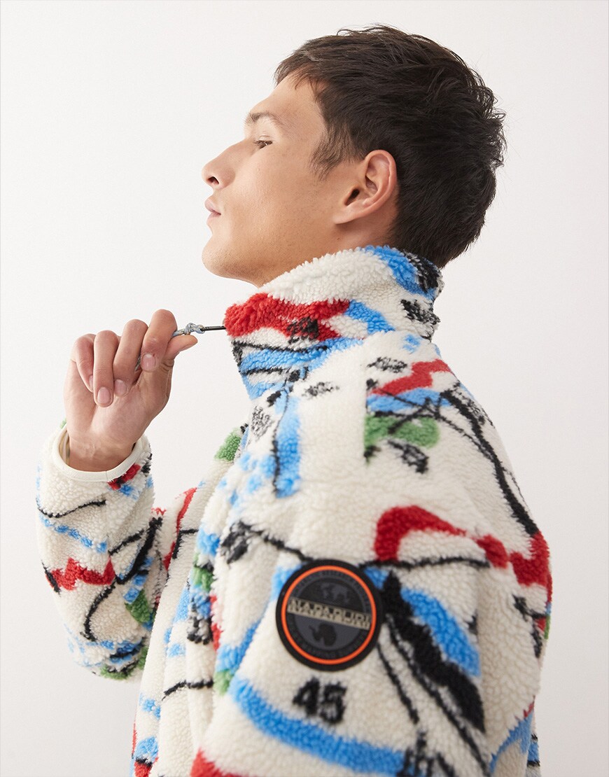 Napapijri Fiemme ski fleece in white multi | ASOS Style Feed