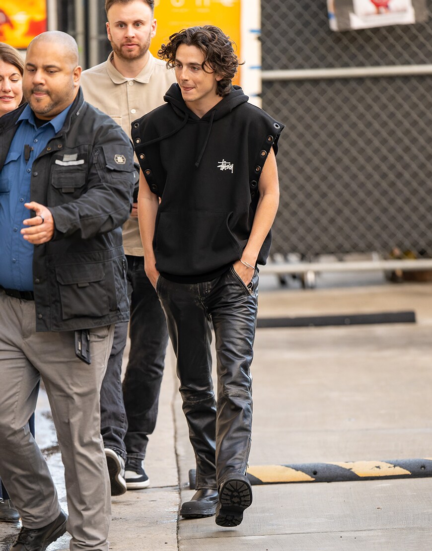 Timothée Chalamet wearing a black outfit