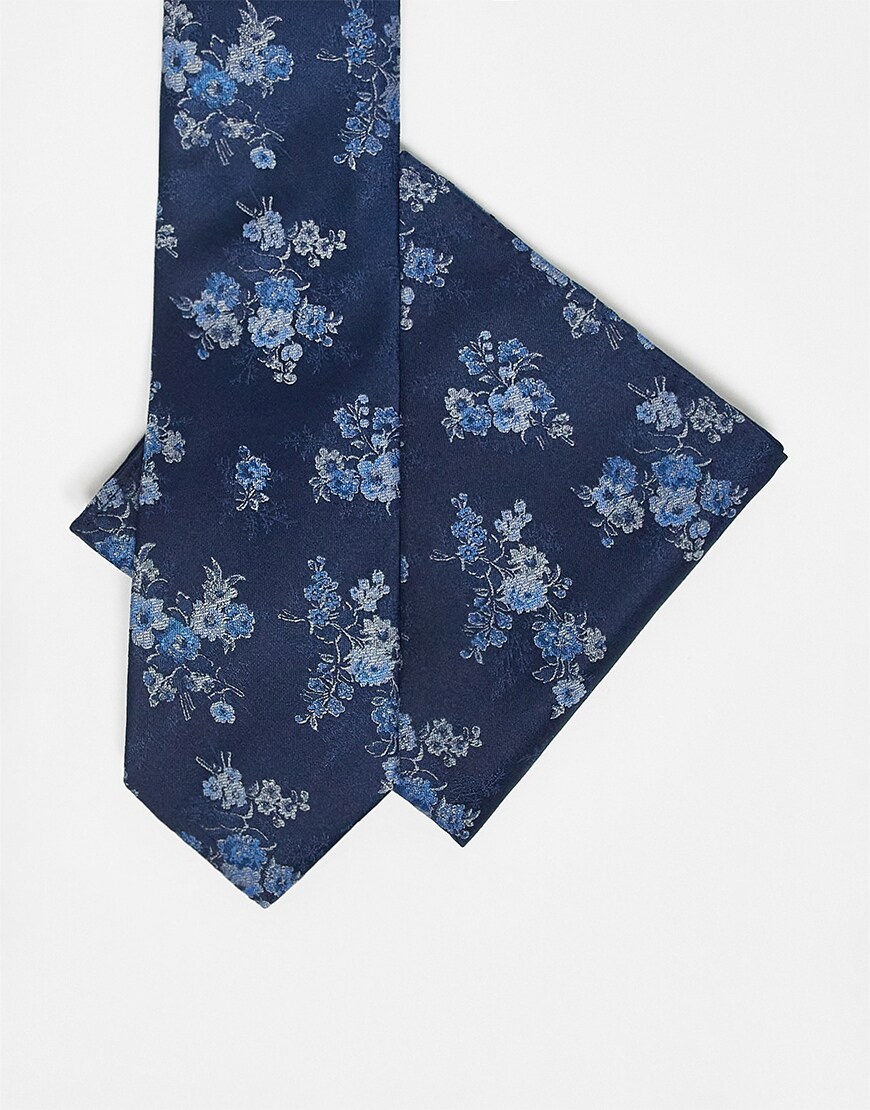 Tie in navy floral print